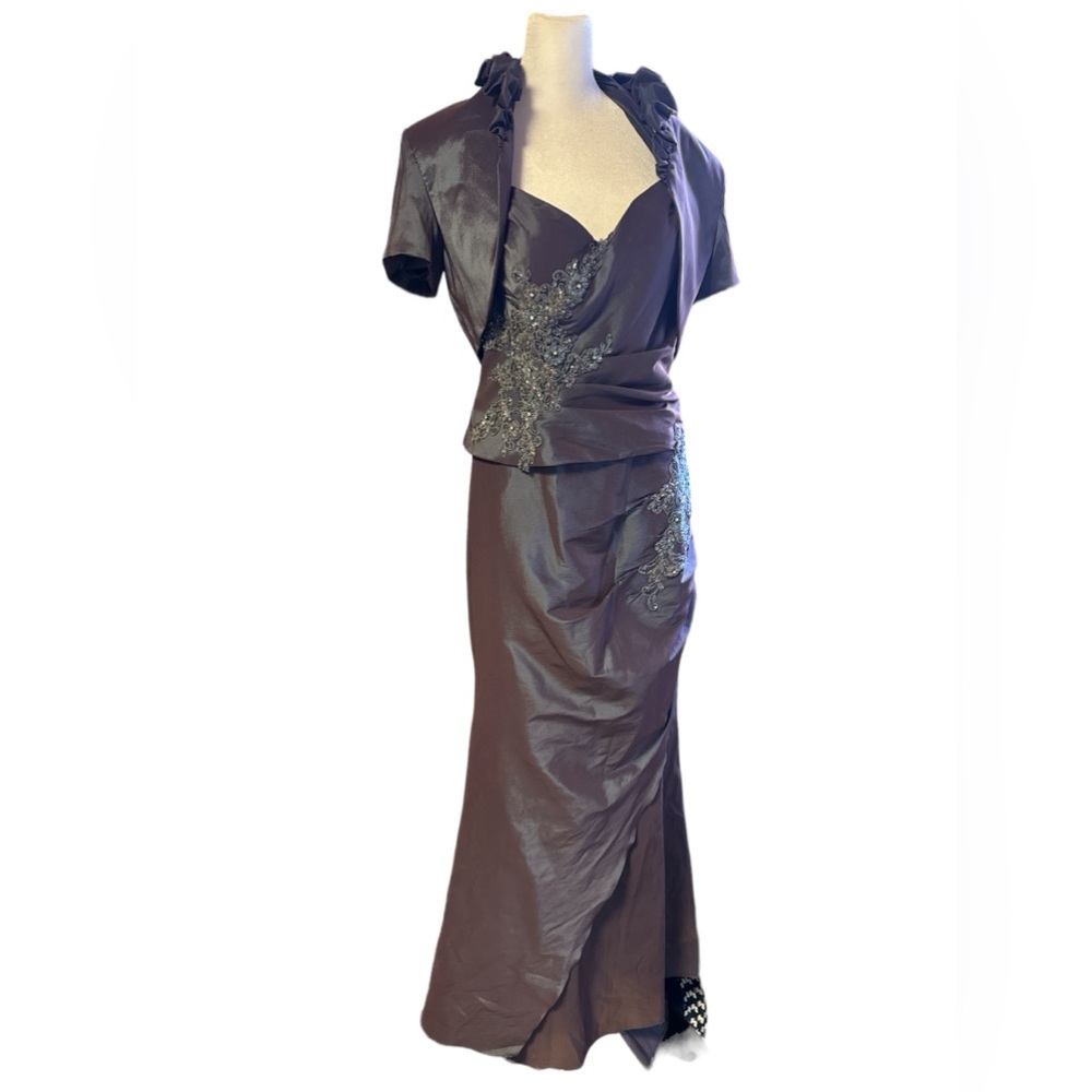 Cameron Blake by Moni Cheri, Size 12, Halter Style, with Jacket, Purple/Blue